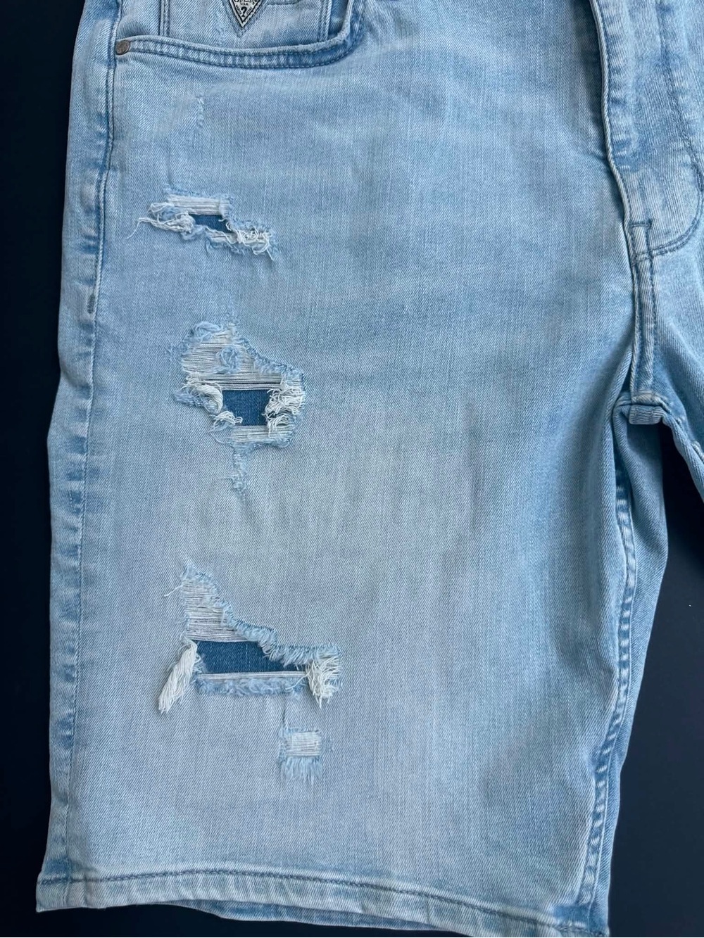 Guess Light Blue Distressed Denim Shorts SZ 40 - Picture 4 of 8